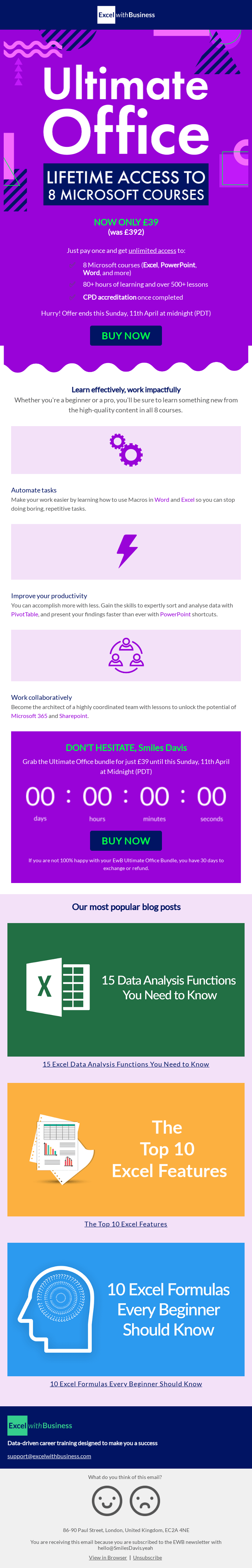 Microsoft email layout