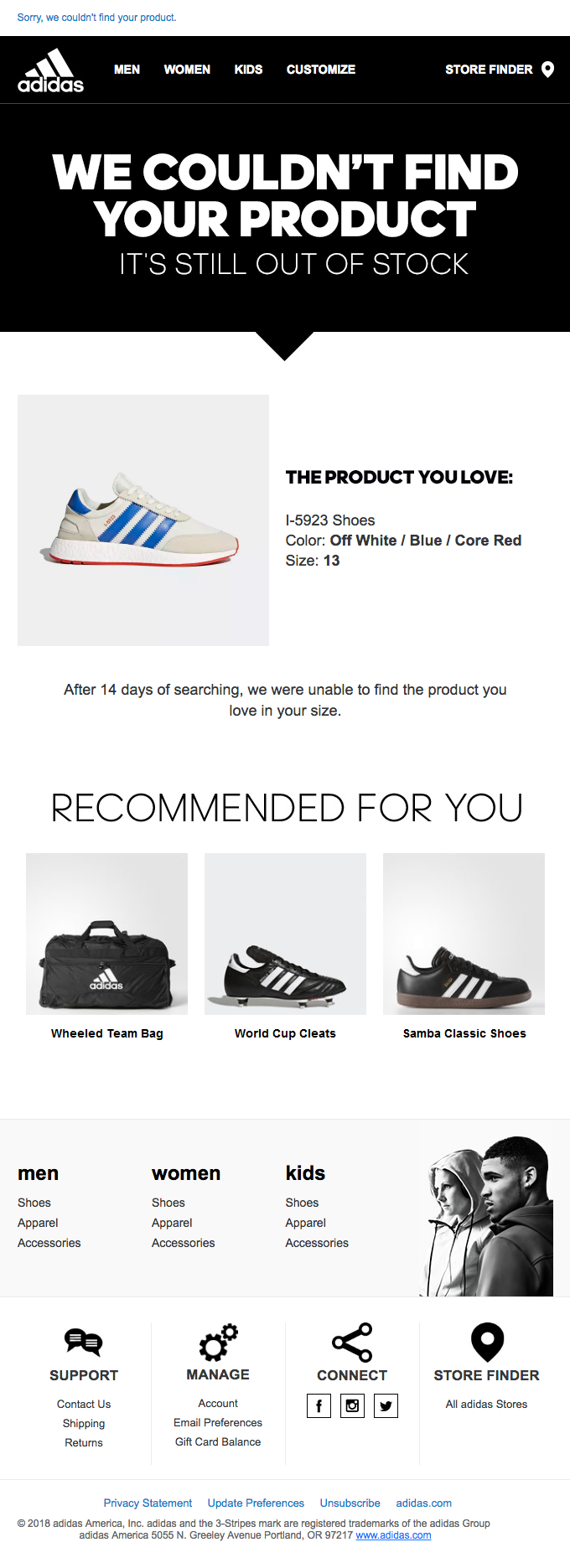 Adidas email layout