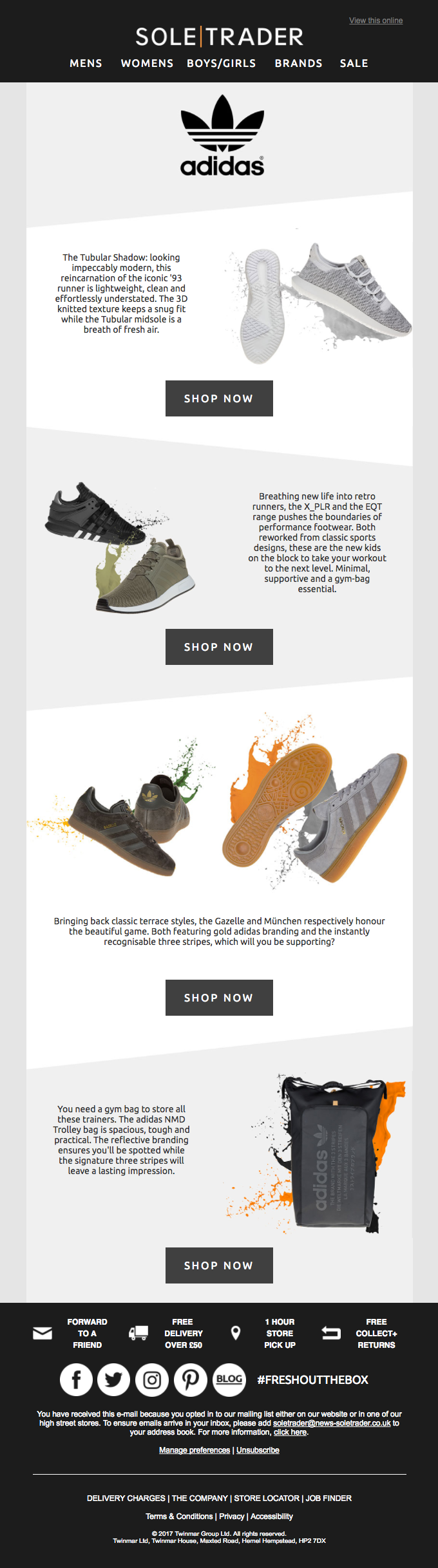 Adidas email layout