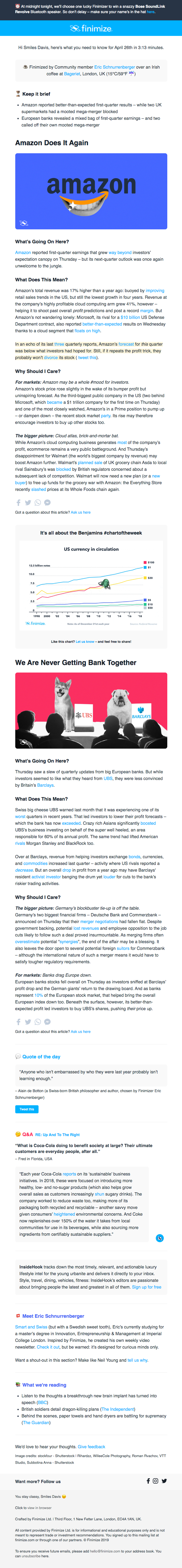 Amazon email layout