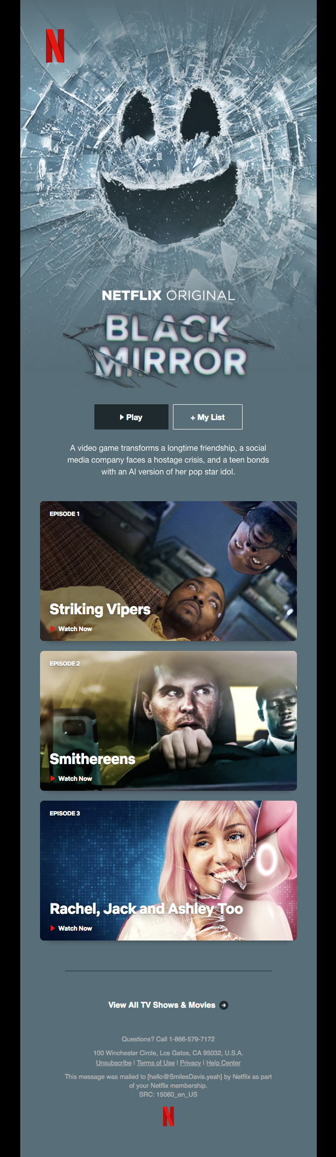 Netflix email layout