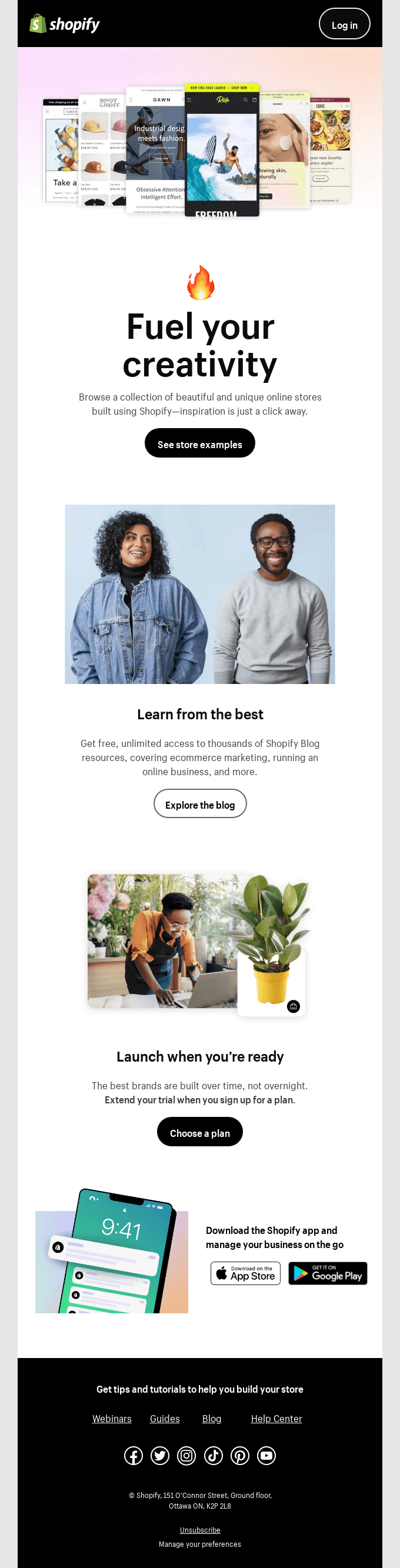 Shopify email layout