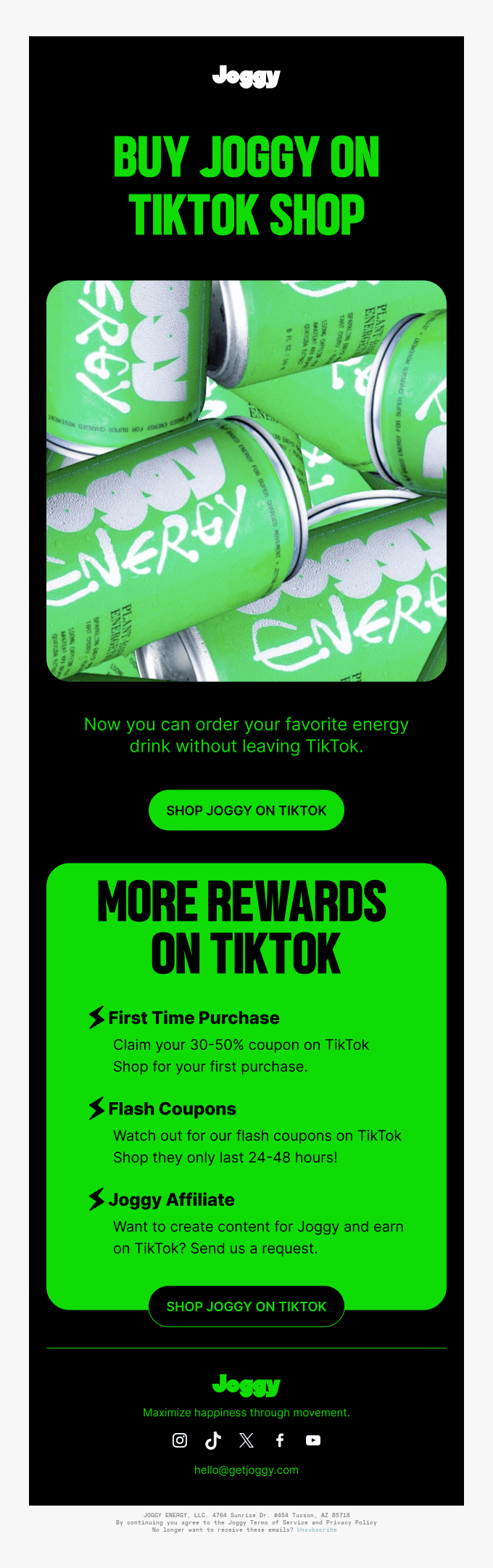 TikTok email layout