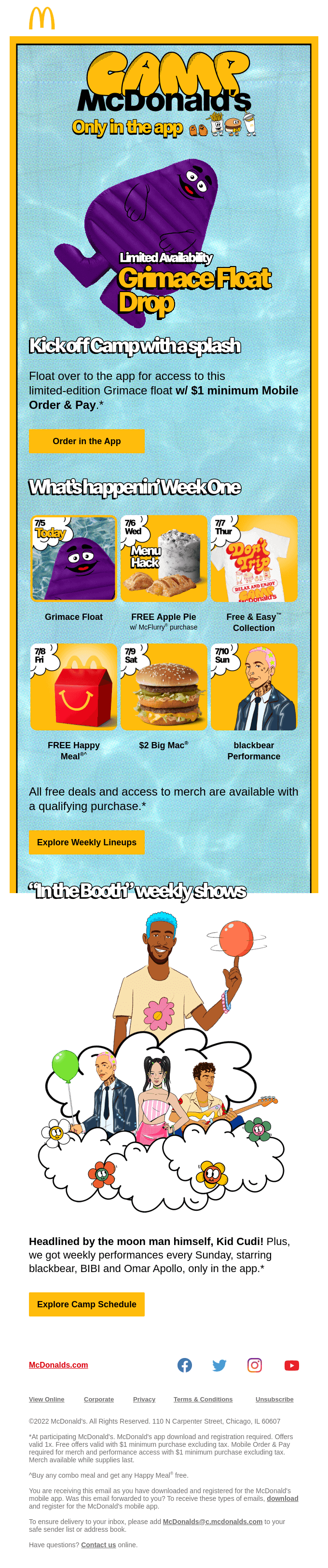 McDonald's email layout