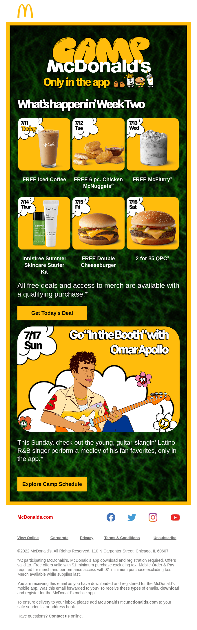 McDonald's email layout