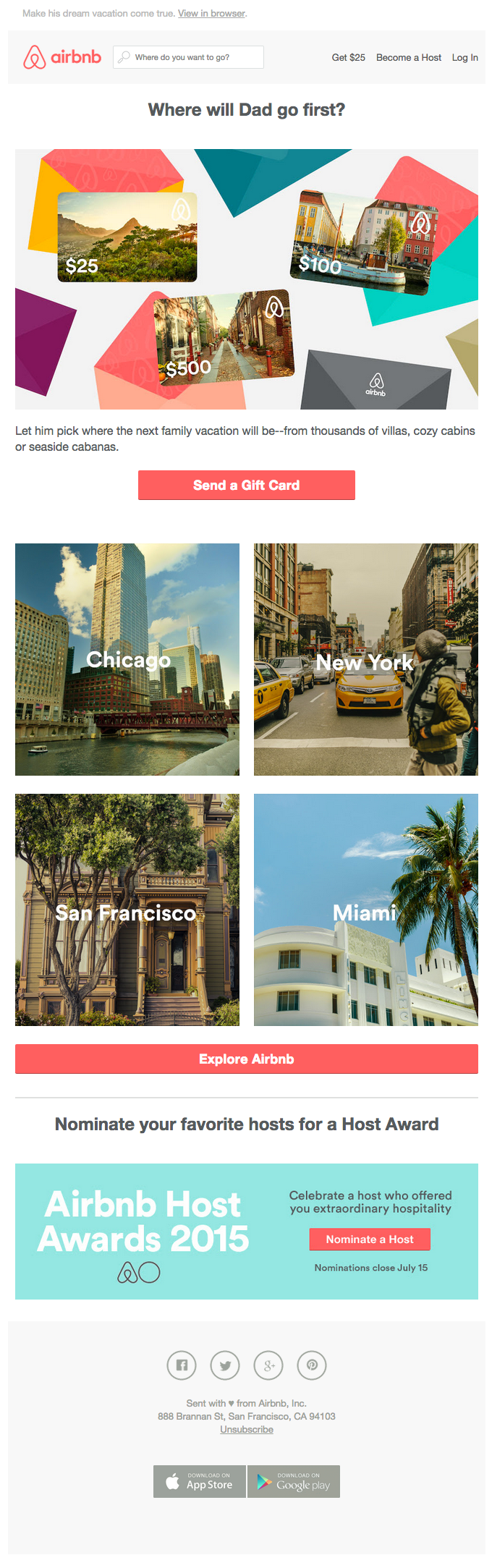 Airbnb email layout