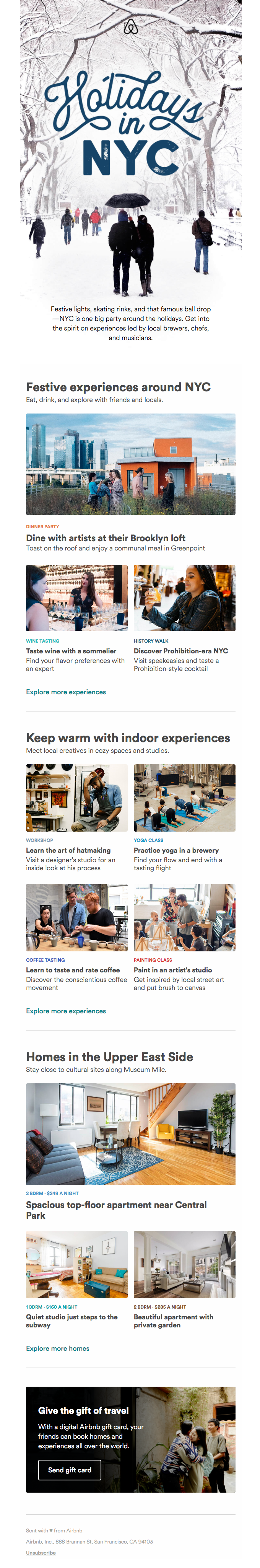 Airbnb email layout