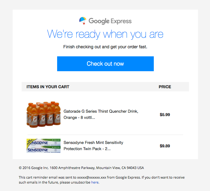 Google email layout