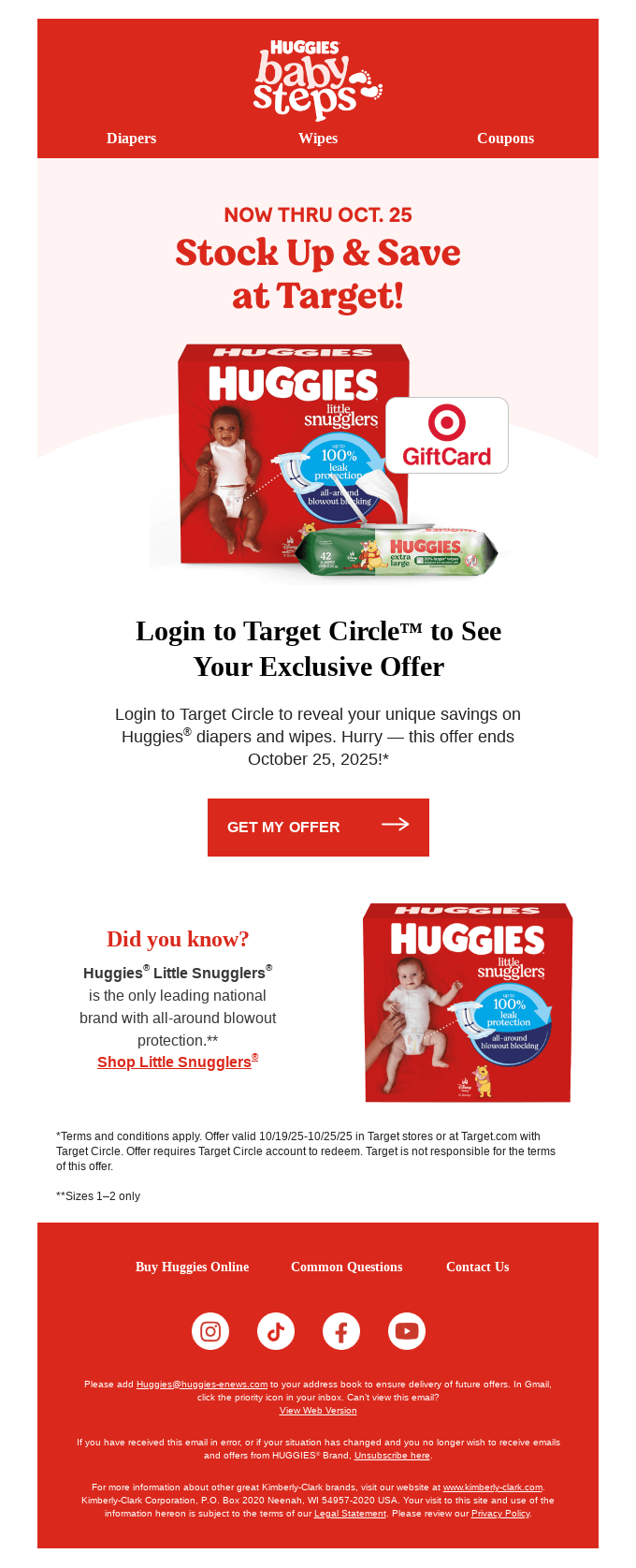Target email layout