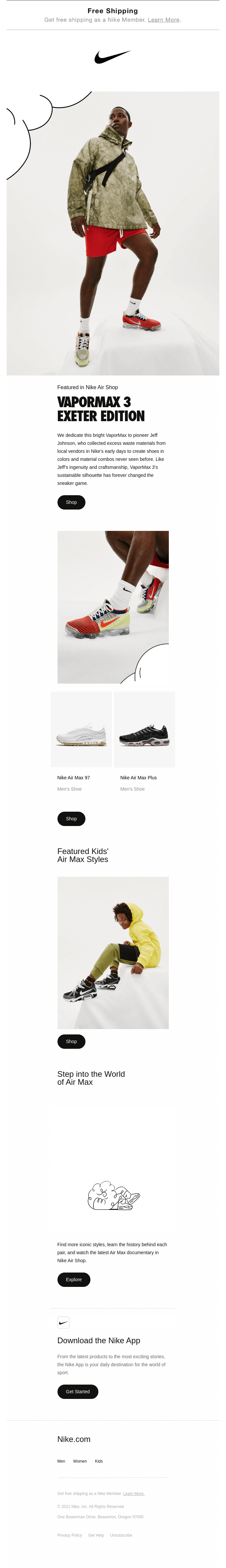 Nike email layout