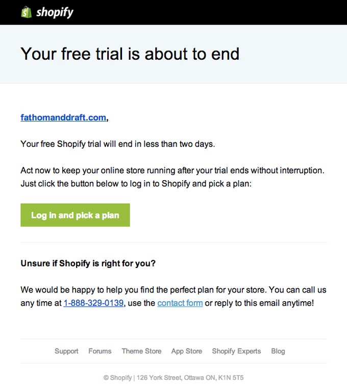 Shopify email layout