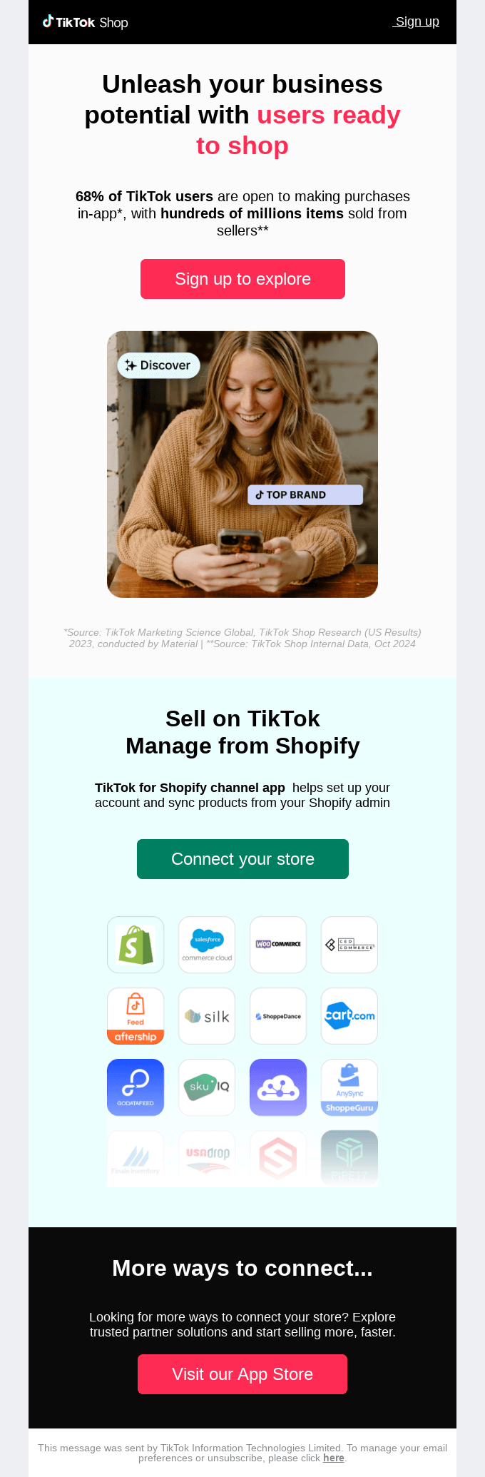 TikTok email layout