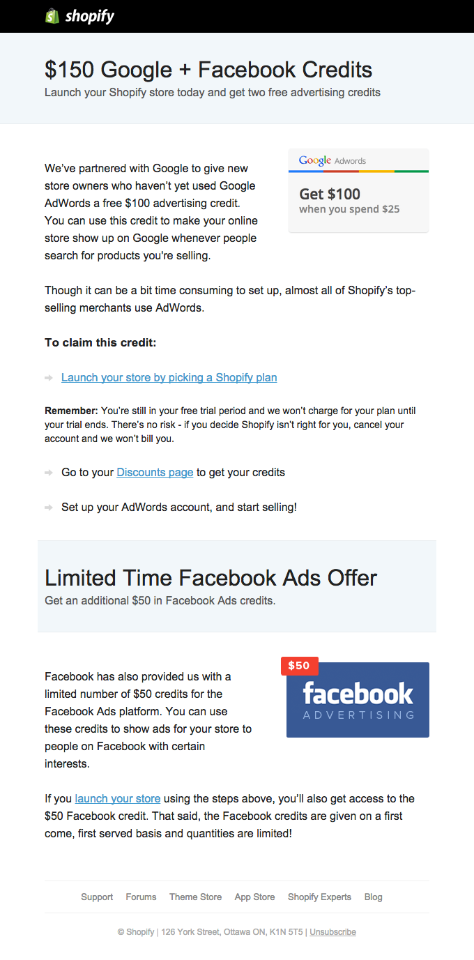 Facebook email layout