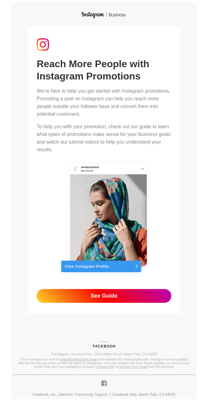 Instagram email layout