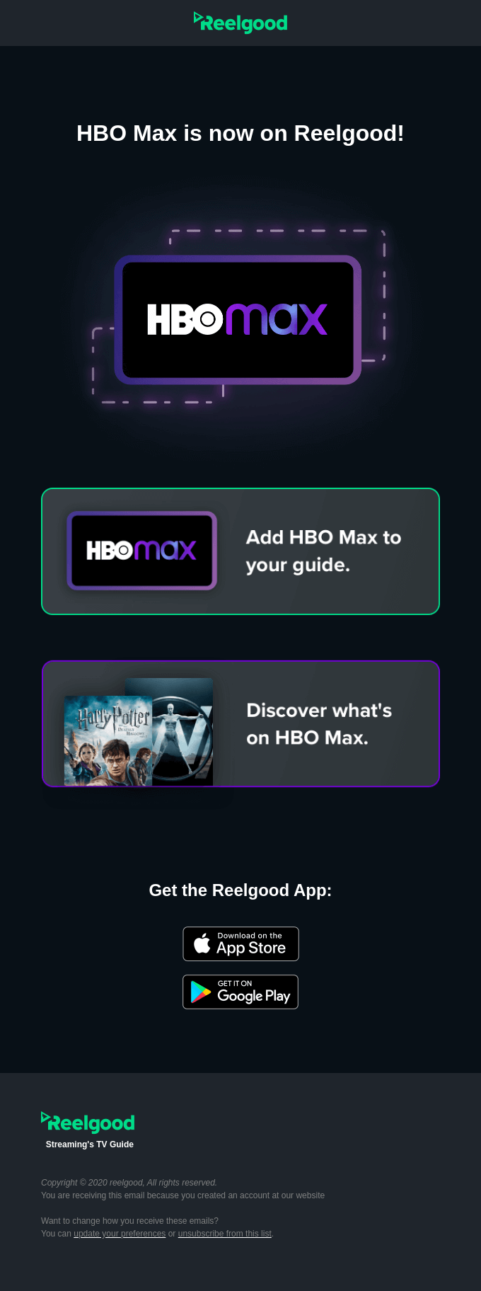 HBO email layout