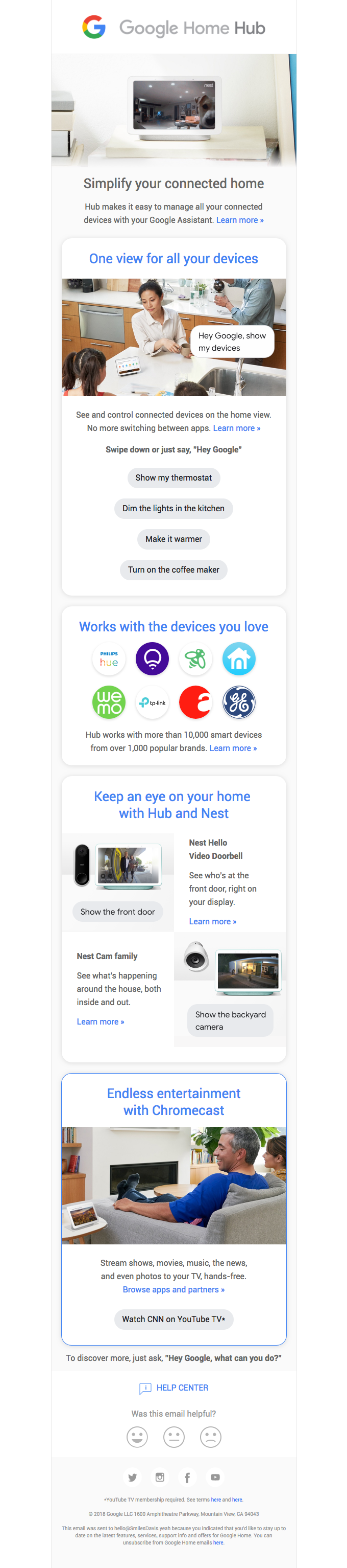 Google email layout