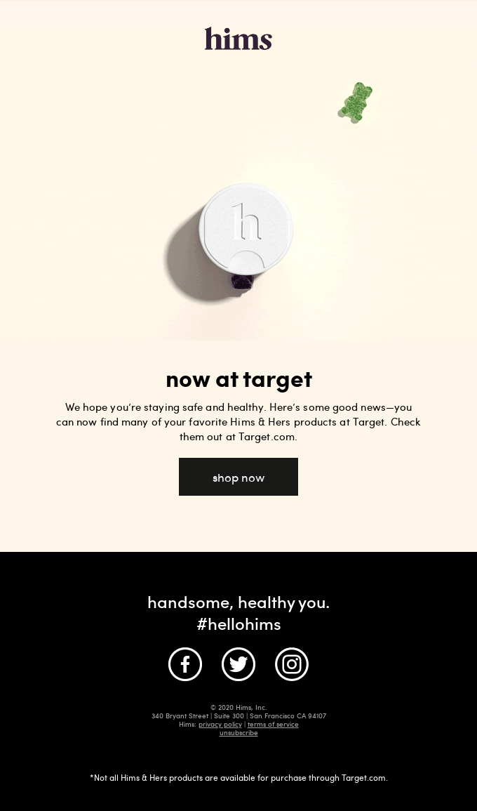 Target email layout