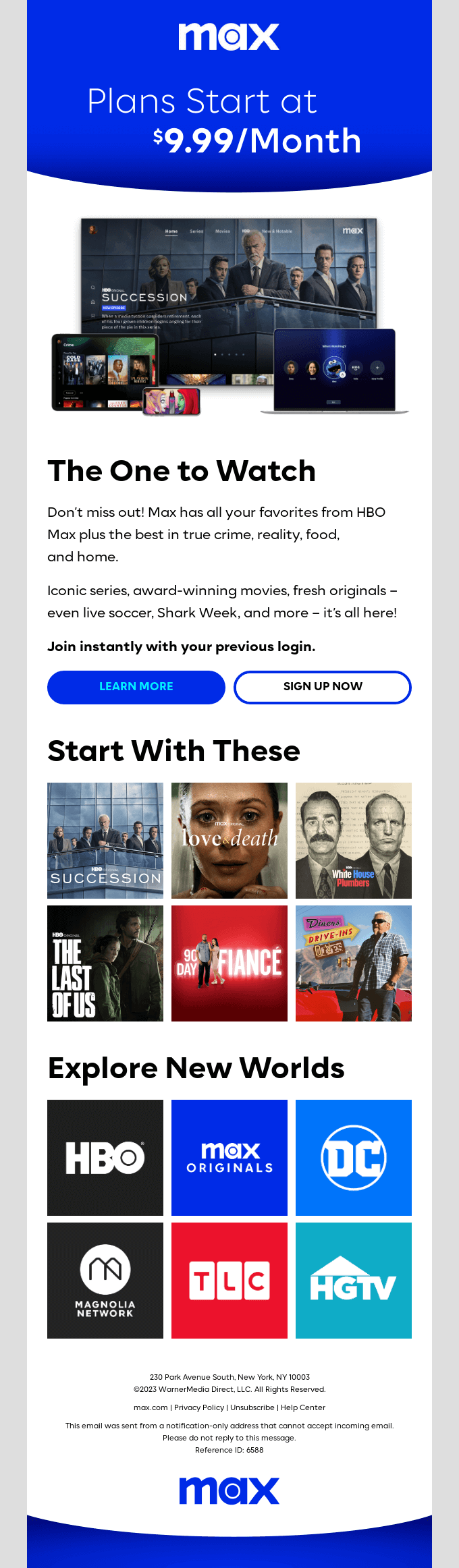 HBO email layout