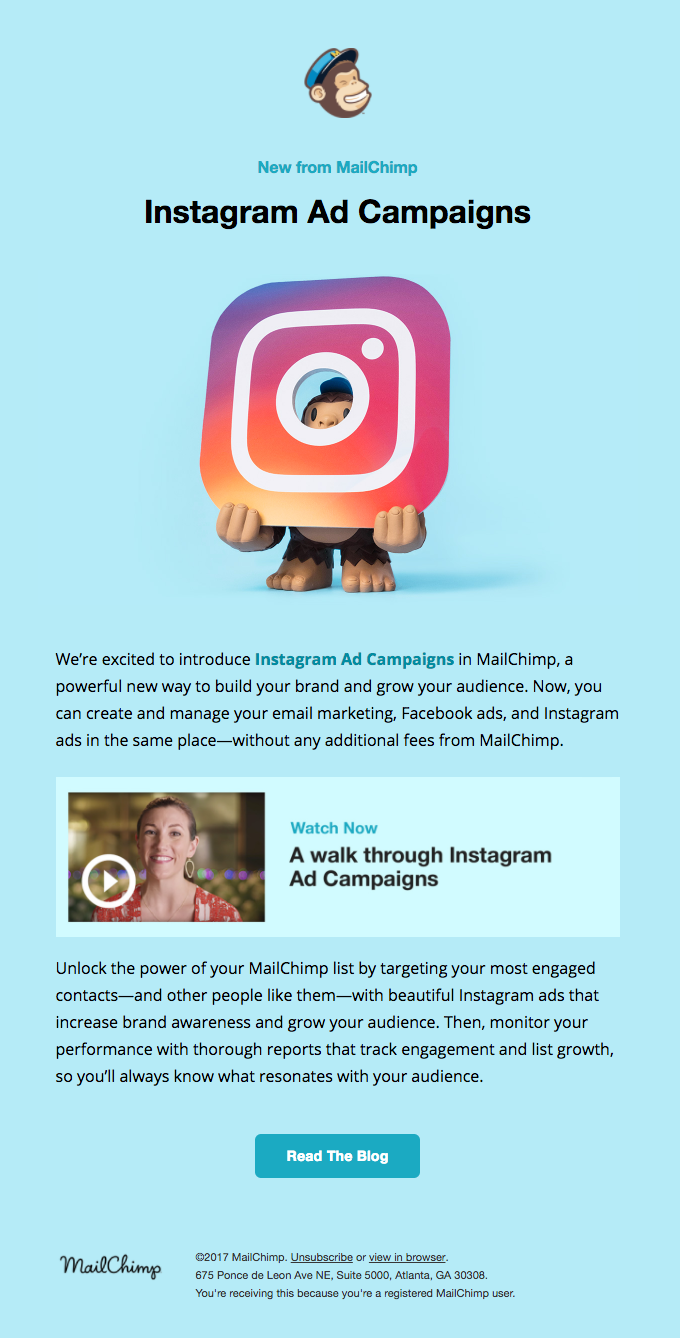 Instagram email layout