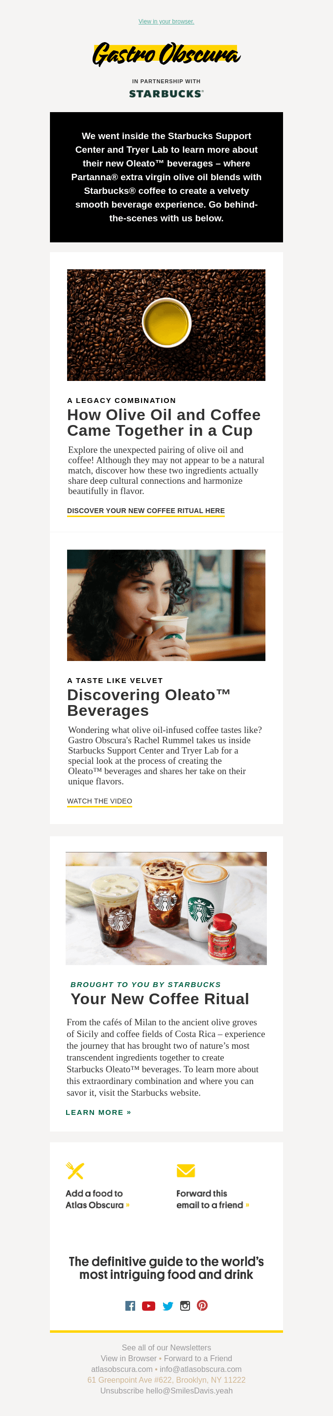 Starbucks email layout