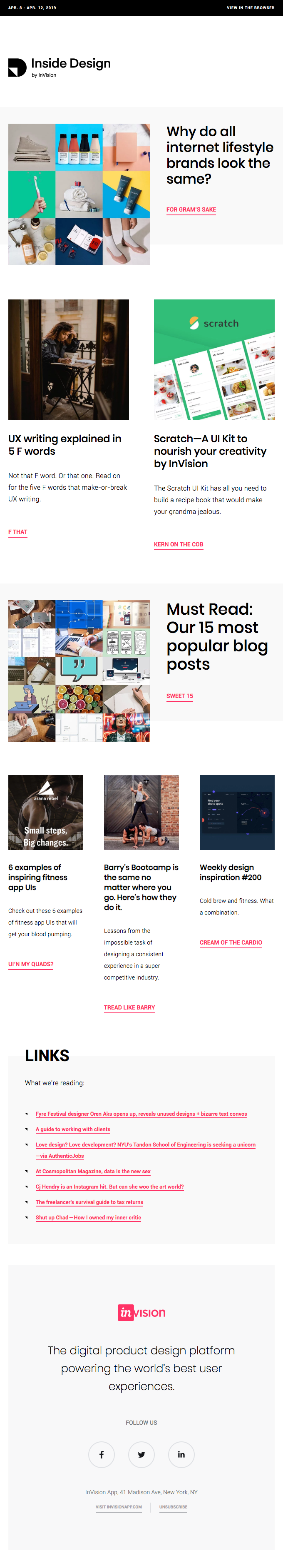 Instagram email layout
