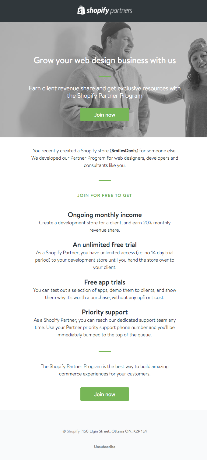 Shopify email layout