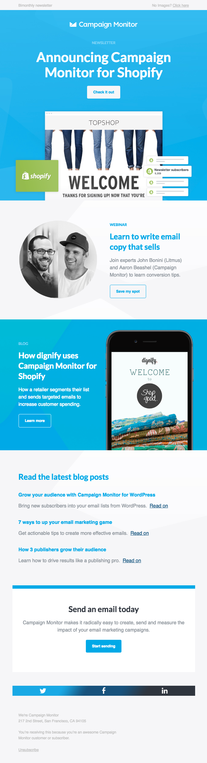 Shopify email layout