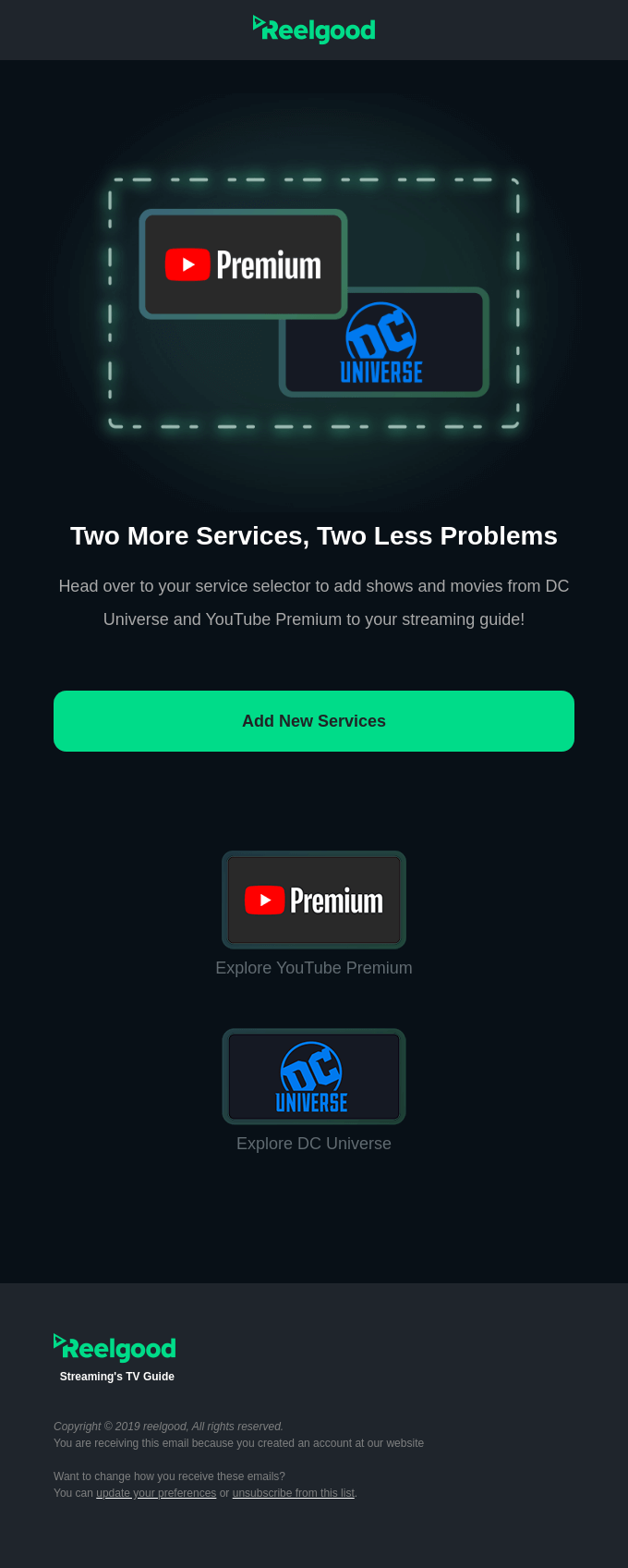 YouTube email layout