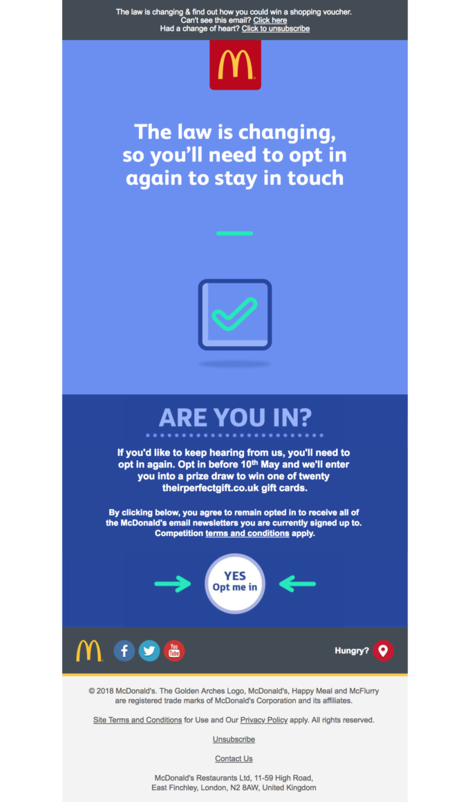McDonald's email layout