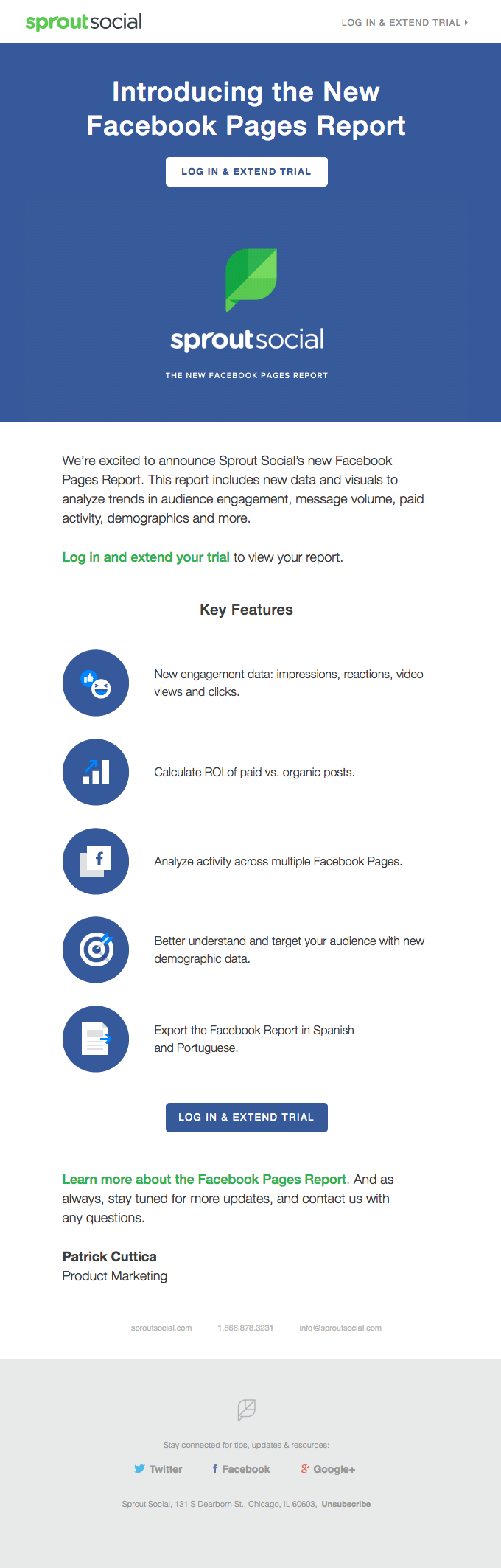 Facebook email layout