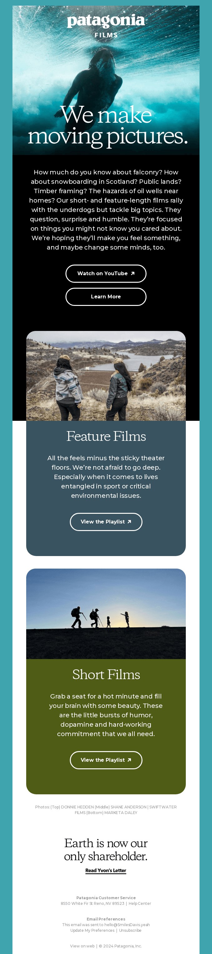 YouTube email layout