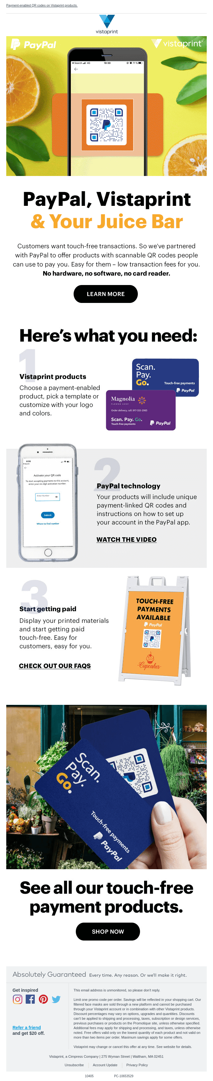 PayPal email layout