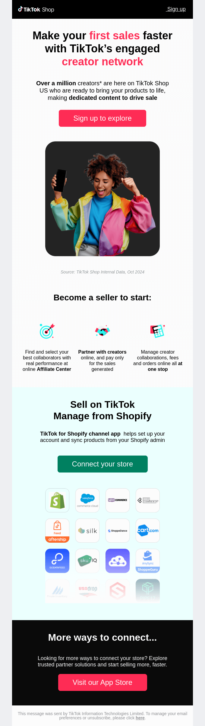 TikTok email layout