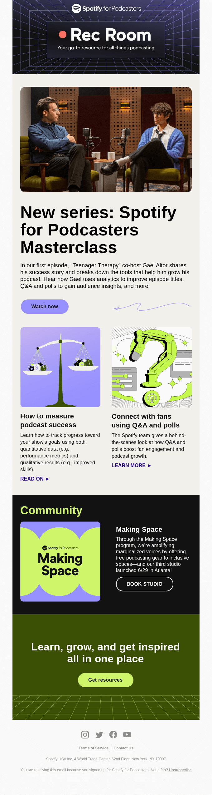 Spotify email layout