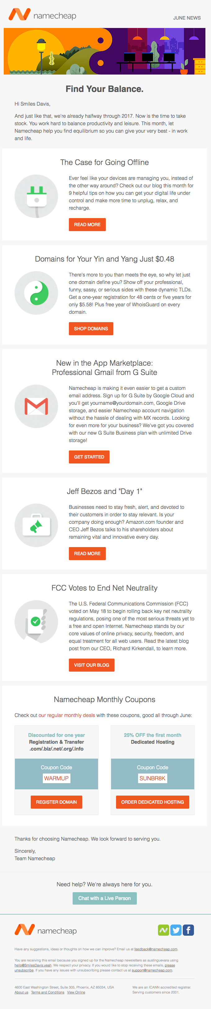 Target email layout