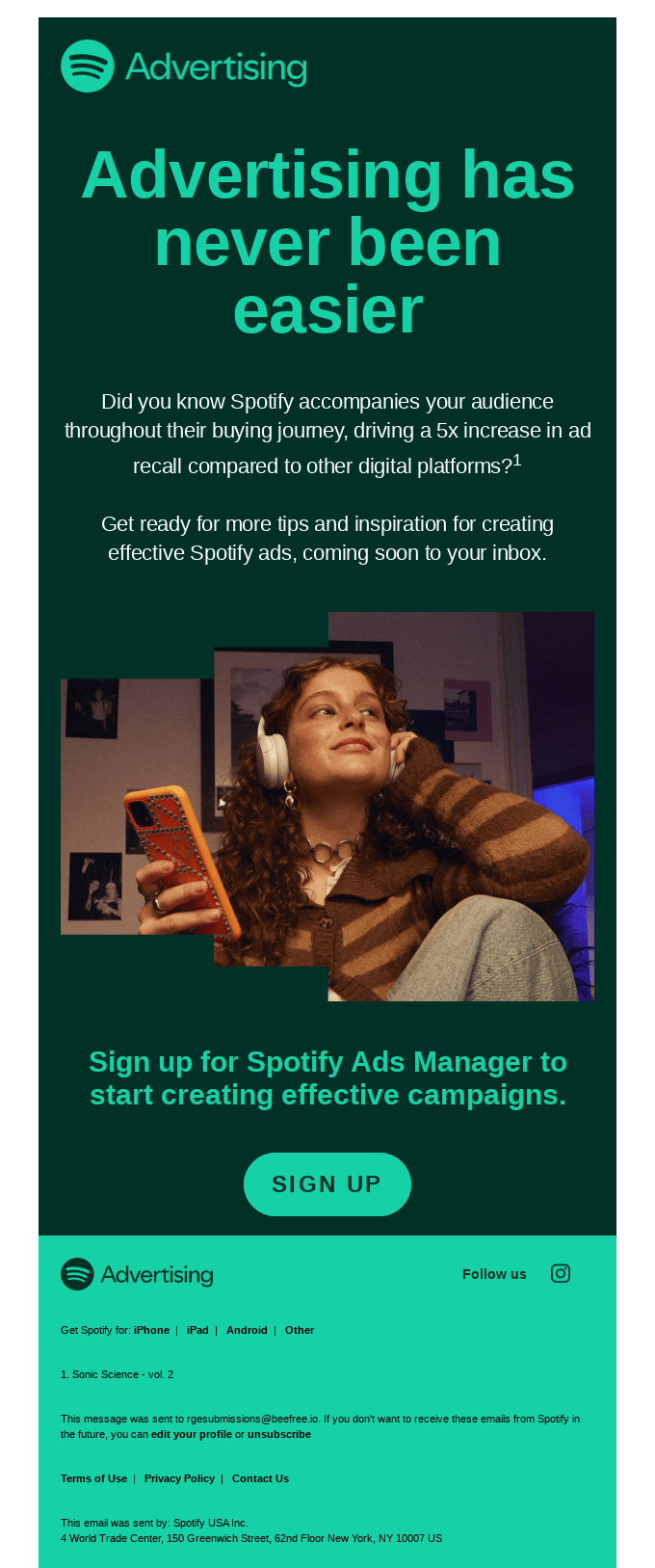 Spotify email layout