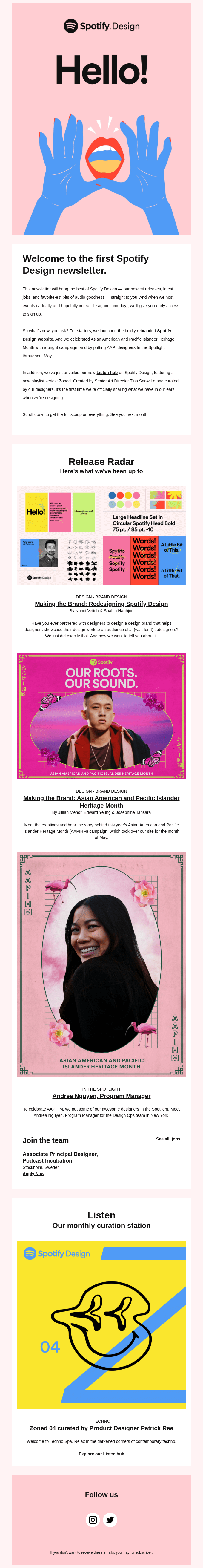 Spotify email layout