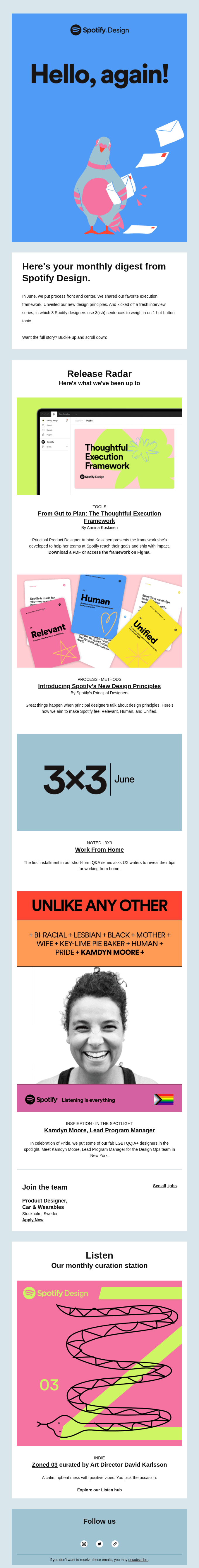 Spotify email layout