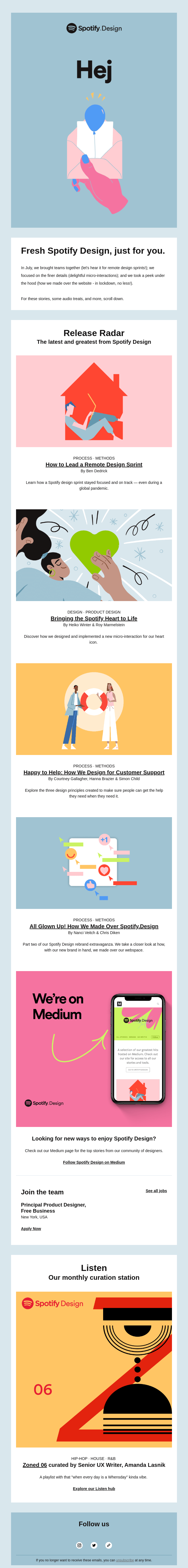 Spotify email layout