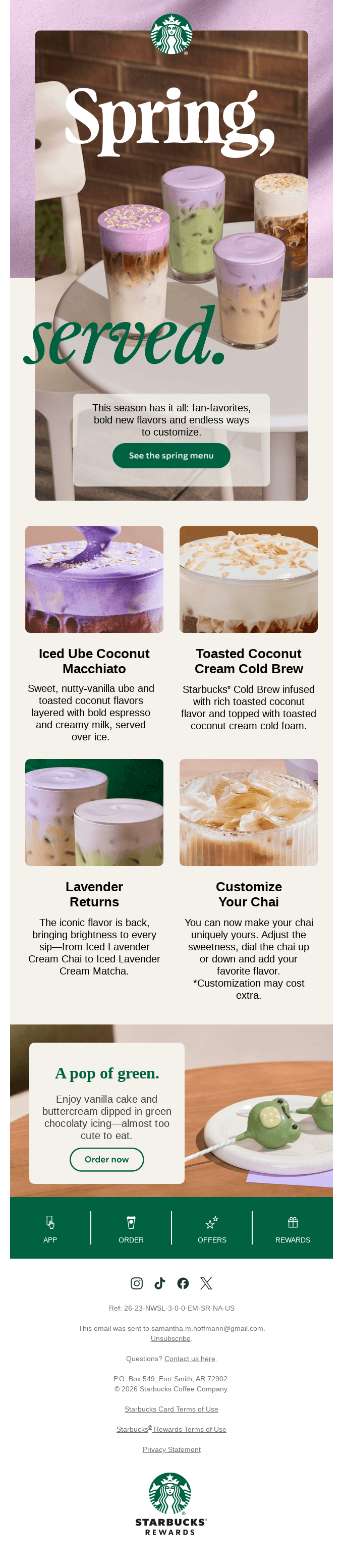 Starbucks email layout