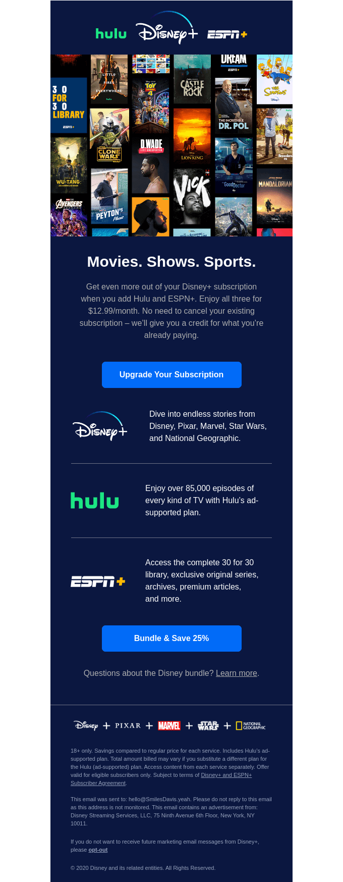 Disney email layout