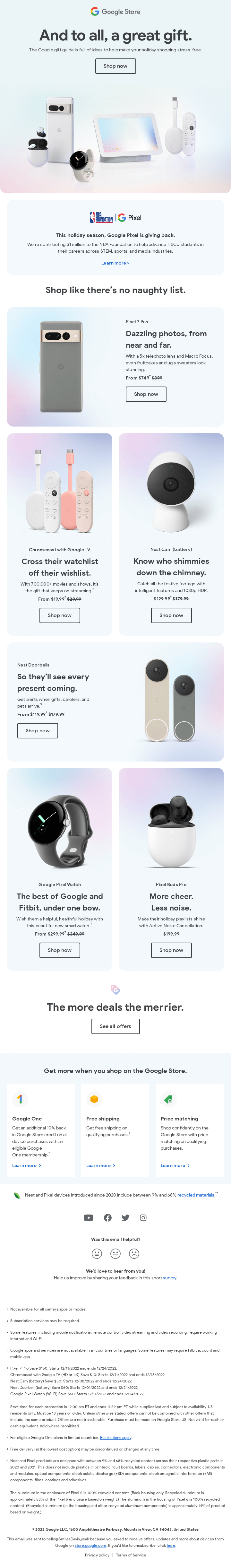 Google email layout