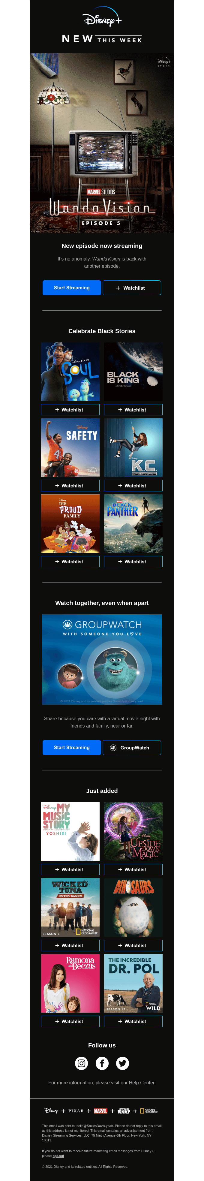 Disney email layout