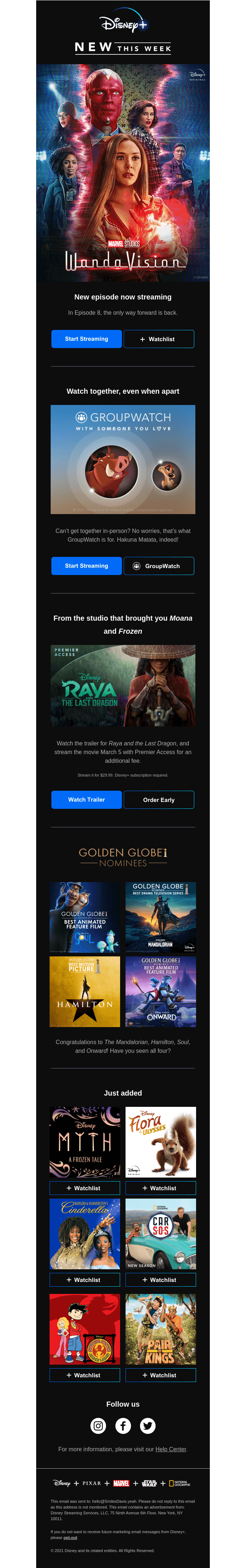 Disney email layout
