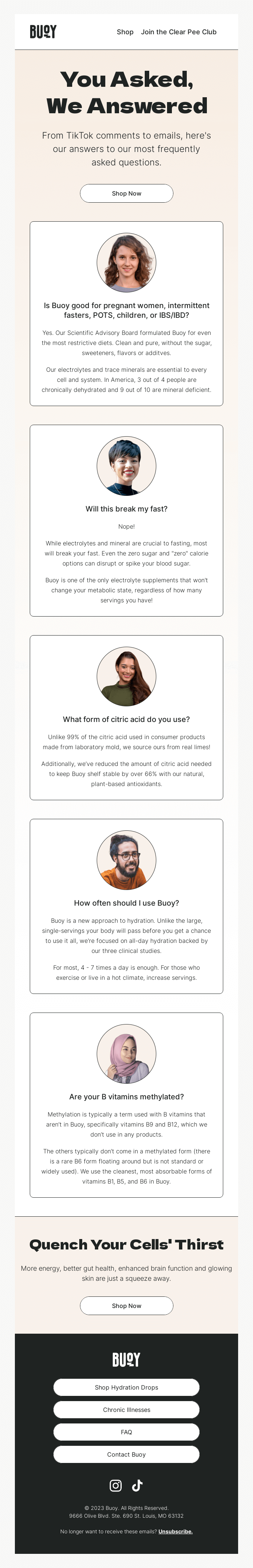 TikTok email layout