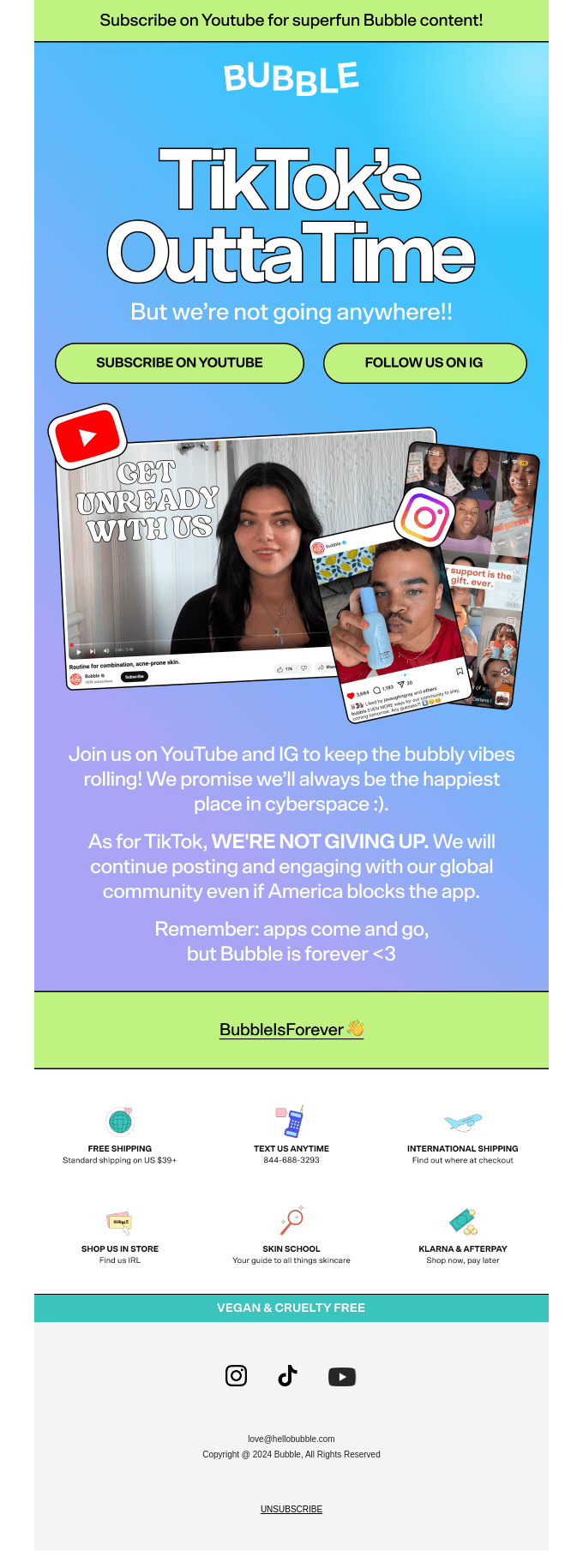 TikTok email layout