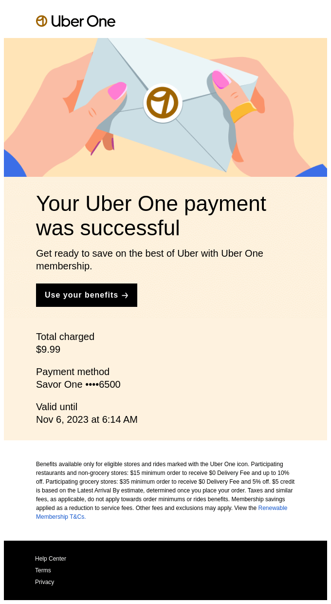 Uber email layout