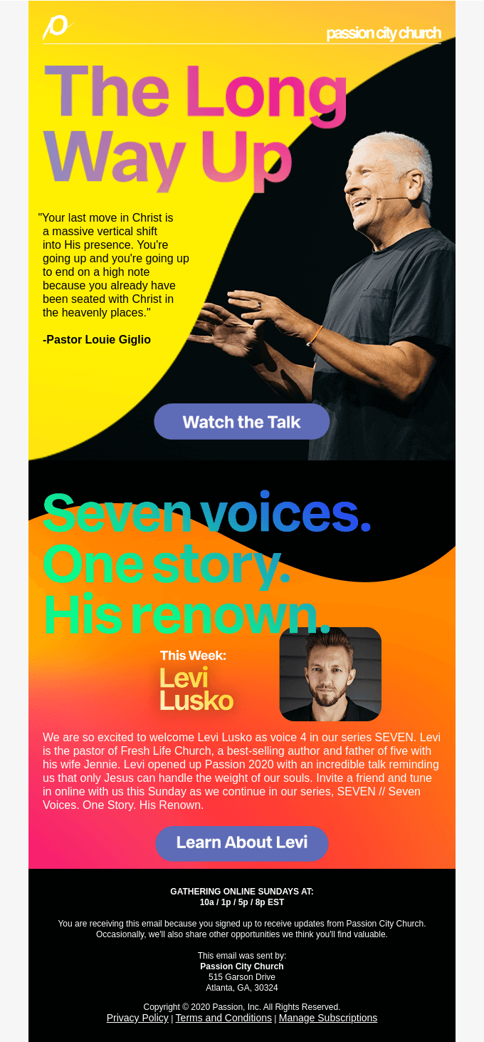 YouTube email layout