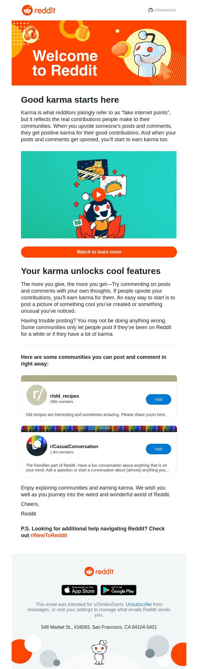 Reddit email layout