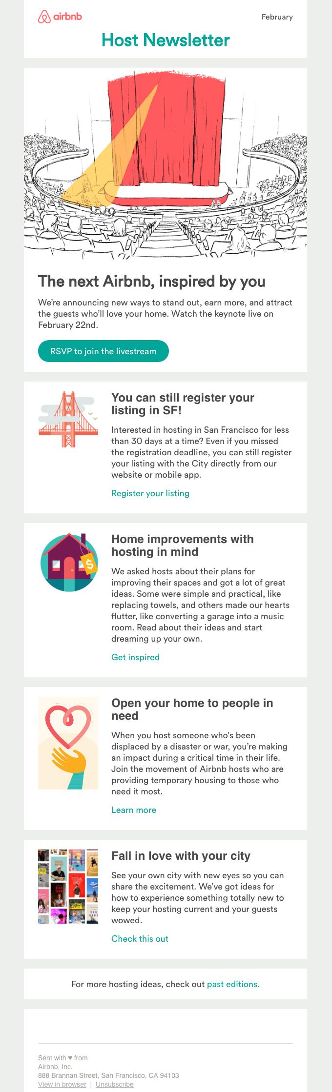 Airbnb email layout